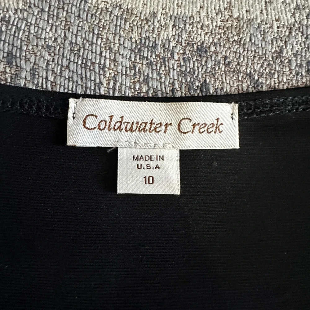 Coldwater Creek Womens Dress 10 Black Pull Over Sleeveless Front Twist made USA‎